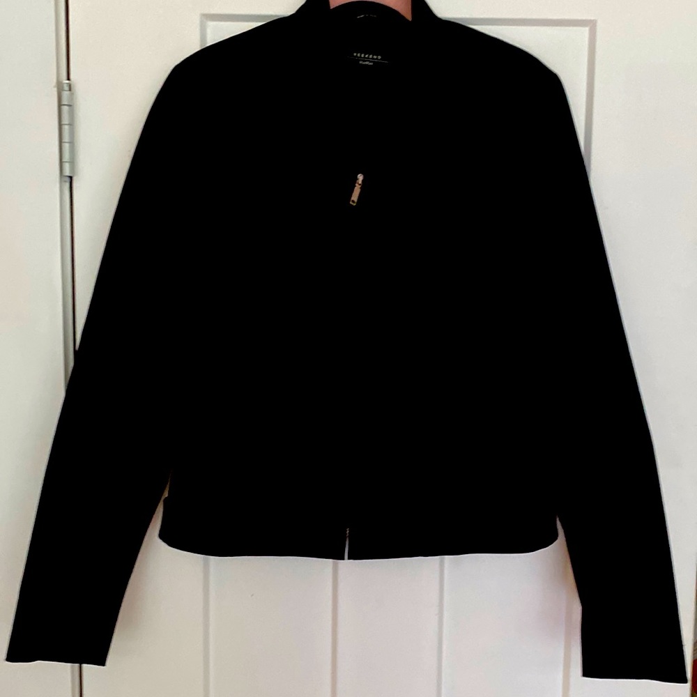 Max Mara Weekend Black Bomber Zip Up Sz 10